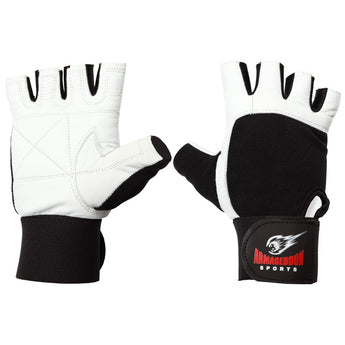 Premium Weight Lifting Gloves White Leather with Wrist Support by Armageddon Sports - Armageddon Sports