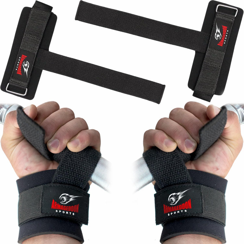 Deadlift Workout Straps Superior Padded for Weight Lifting with Wrist Support Wraps by Armageddon Sports