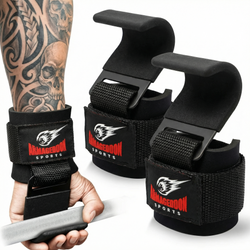 Weightlifting Power Lifting Wrist Hooks Straps for Full Back Workout by Armageddon Sports - Armageddon Sports