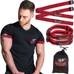 Blood Flow Restriction Bands for Fast Muscle Pump & Growth - Full Set of 4 Bands for Arms and Legs