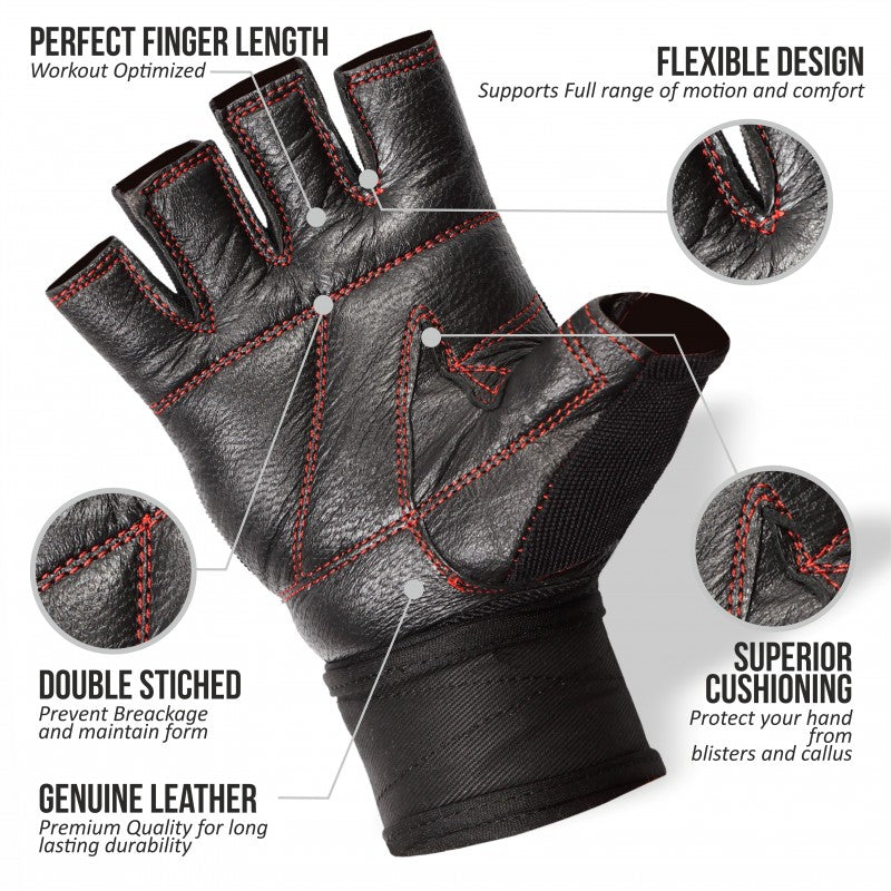 Best Men Weight Lifting Gloves with Wrist Support Real Leather