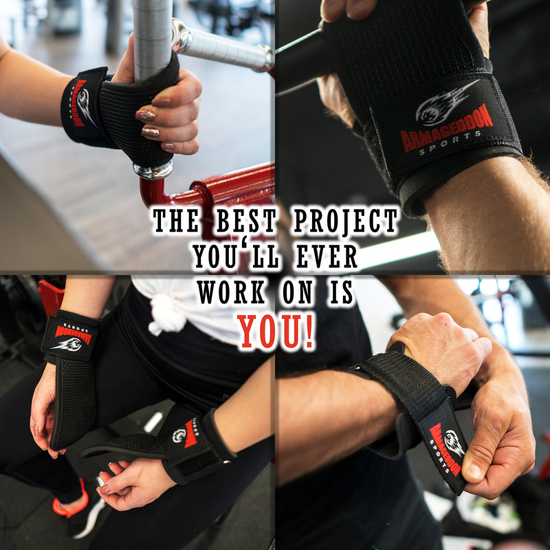 Gym Weight Lifting Hooks Straps Hand Bar Wrist Brace Support Gloves Grip