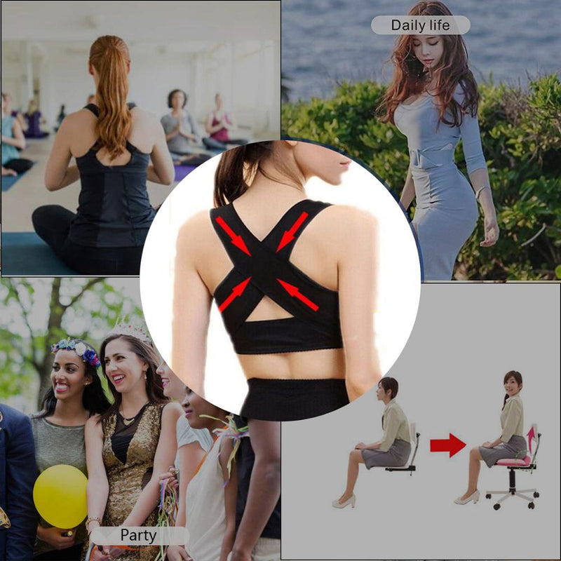  Chest Brace Up for Women Posture Corrector, Posture Corrector  Women Bra Adjustable Underwear Lady Chest Breast Support Upper Back Brace  Band Female X Type Body Strap Vest Prevent Humpback Sagging (L) 