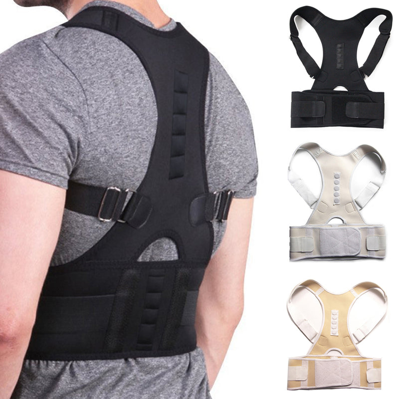  Magnetic Therapy Posture Corrector Men's and Women's Orthopedic  Corset Back Waist Support with Shoulder Brace Medical Corset (Color :  Black, Size : Small) : Health & Household